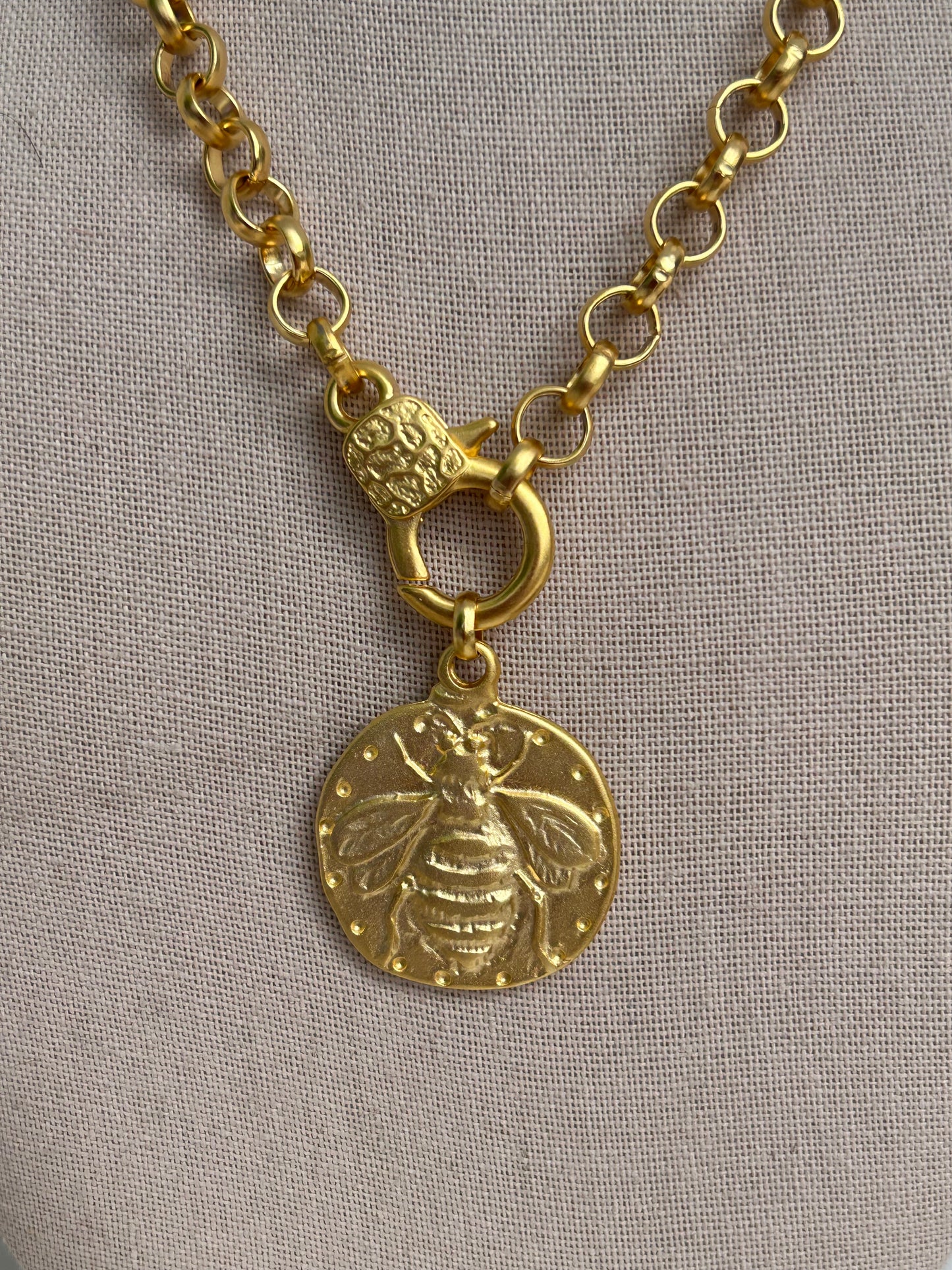 Bee Disc Necklace
