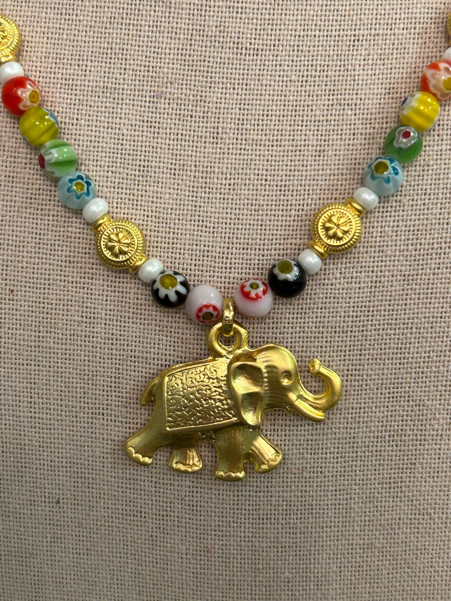 Happy Elephant Millefiori Necklace