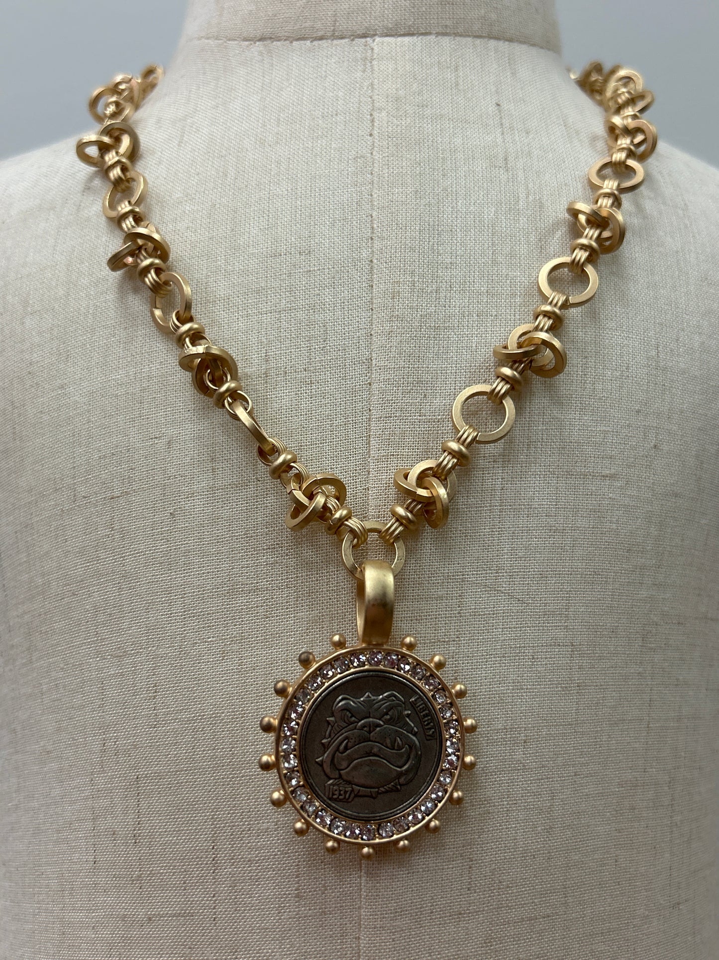 Bull Dog Replica Coin Necklace