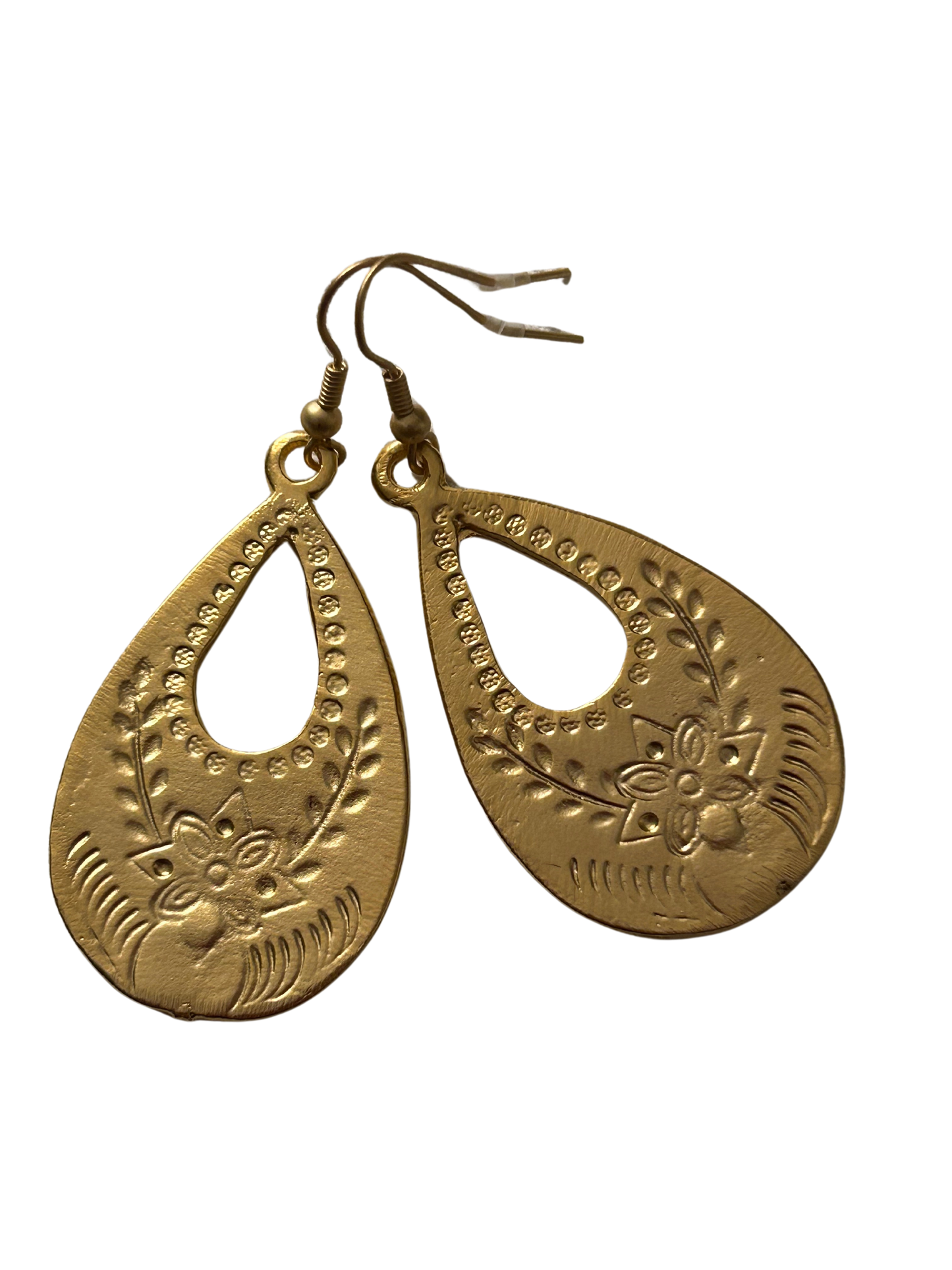 Matte Gold Turkish Flower Earrings