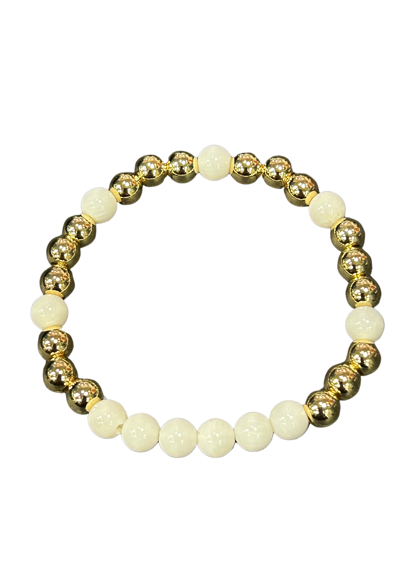 Gold Filled Beads with Natural White Shell Bracelet.