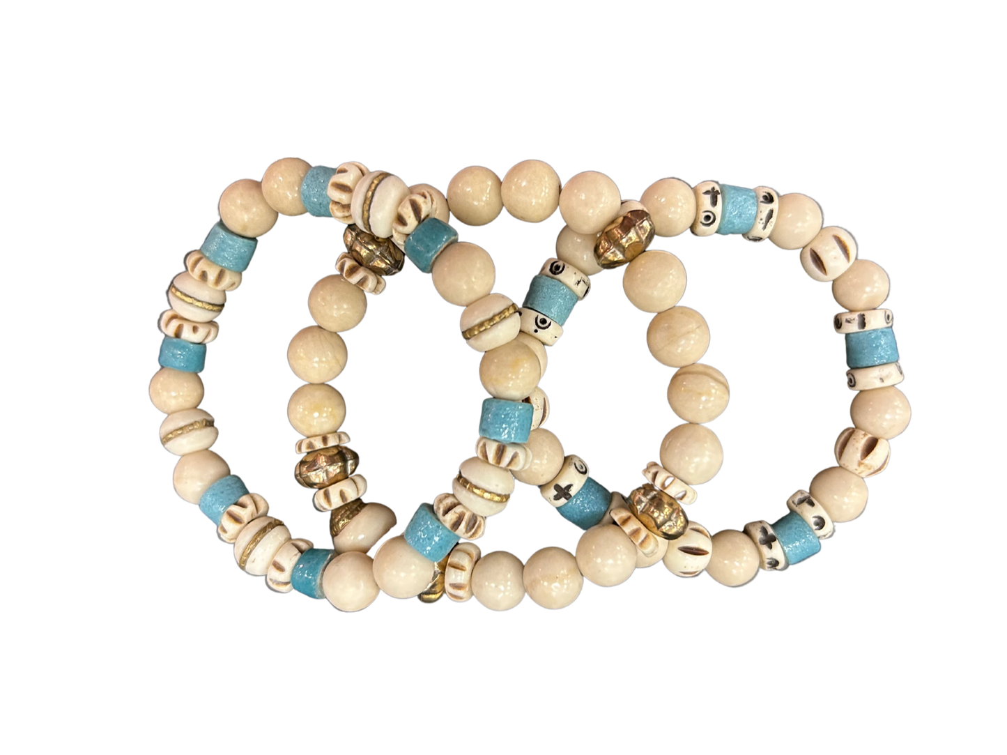 Natural Riverstone with Turquoise Blue Bracelet