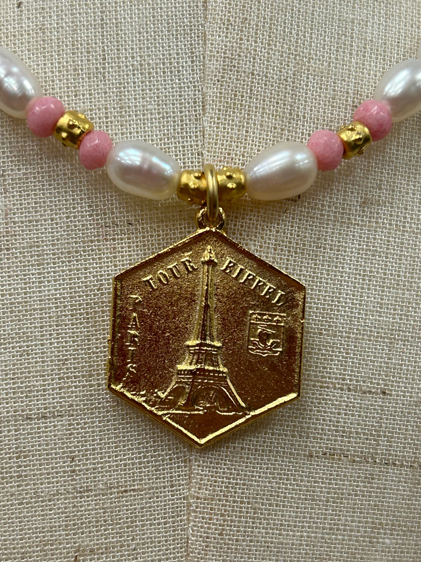 Eiffel Tower Disc Necklace