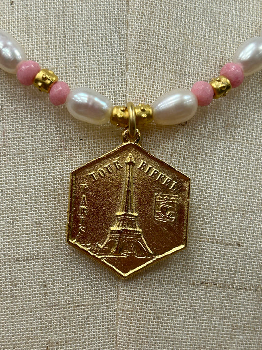 Eiffel Tower Disc Necklace