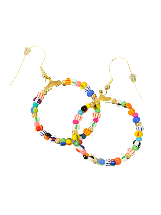 Small Beaded Hoop Earrings