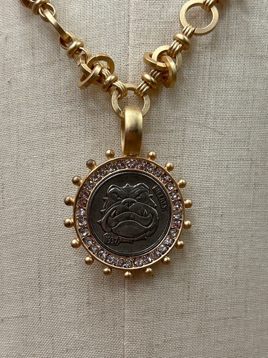 Bull Dog Replica Coin Necklace