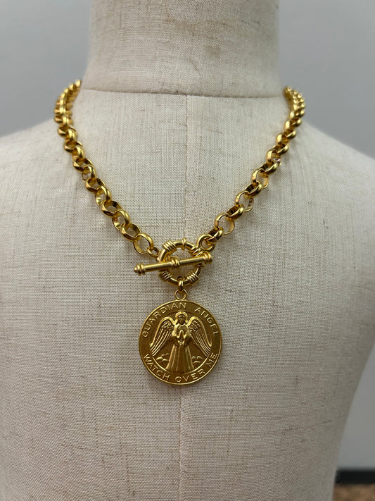 Guardian Angel Disc Necklace