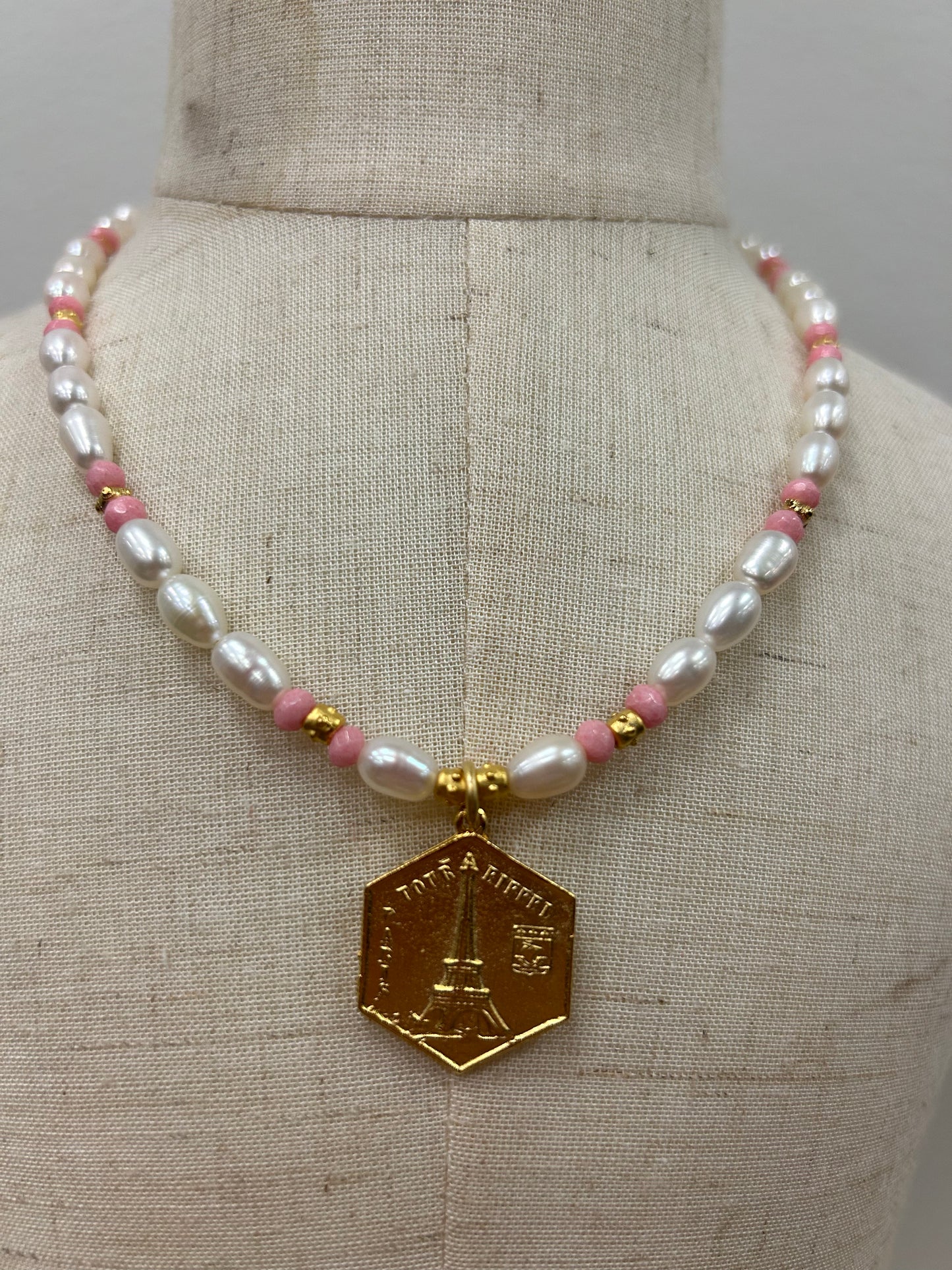 Eiffel Tower Disc Necklace