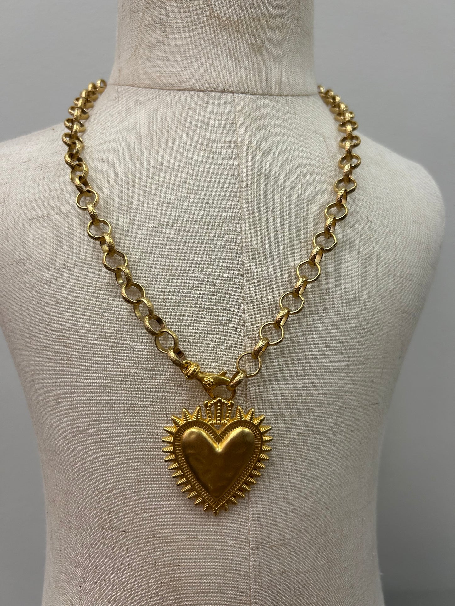 Matte Gold Milagro Heart Necklace