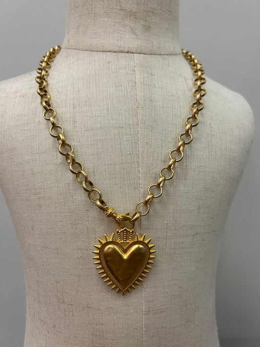 Matte Gold Milagro Heart Necklace