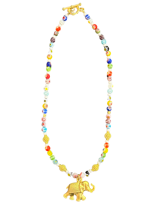 Happy Elephant Millefiori Necklace
