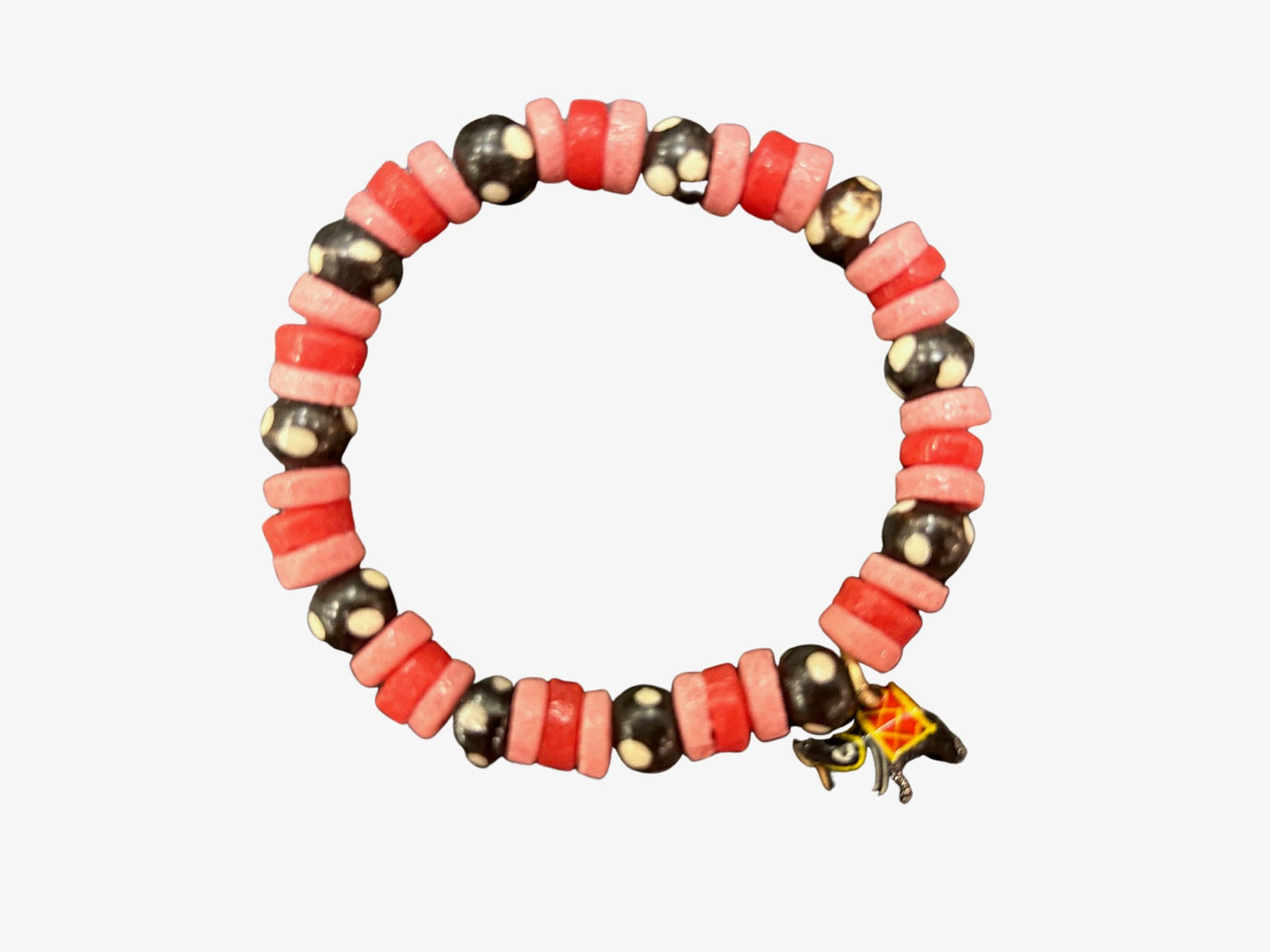 Bohemian Bead Bracelet with hand-painted elephant charm