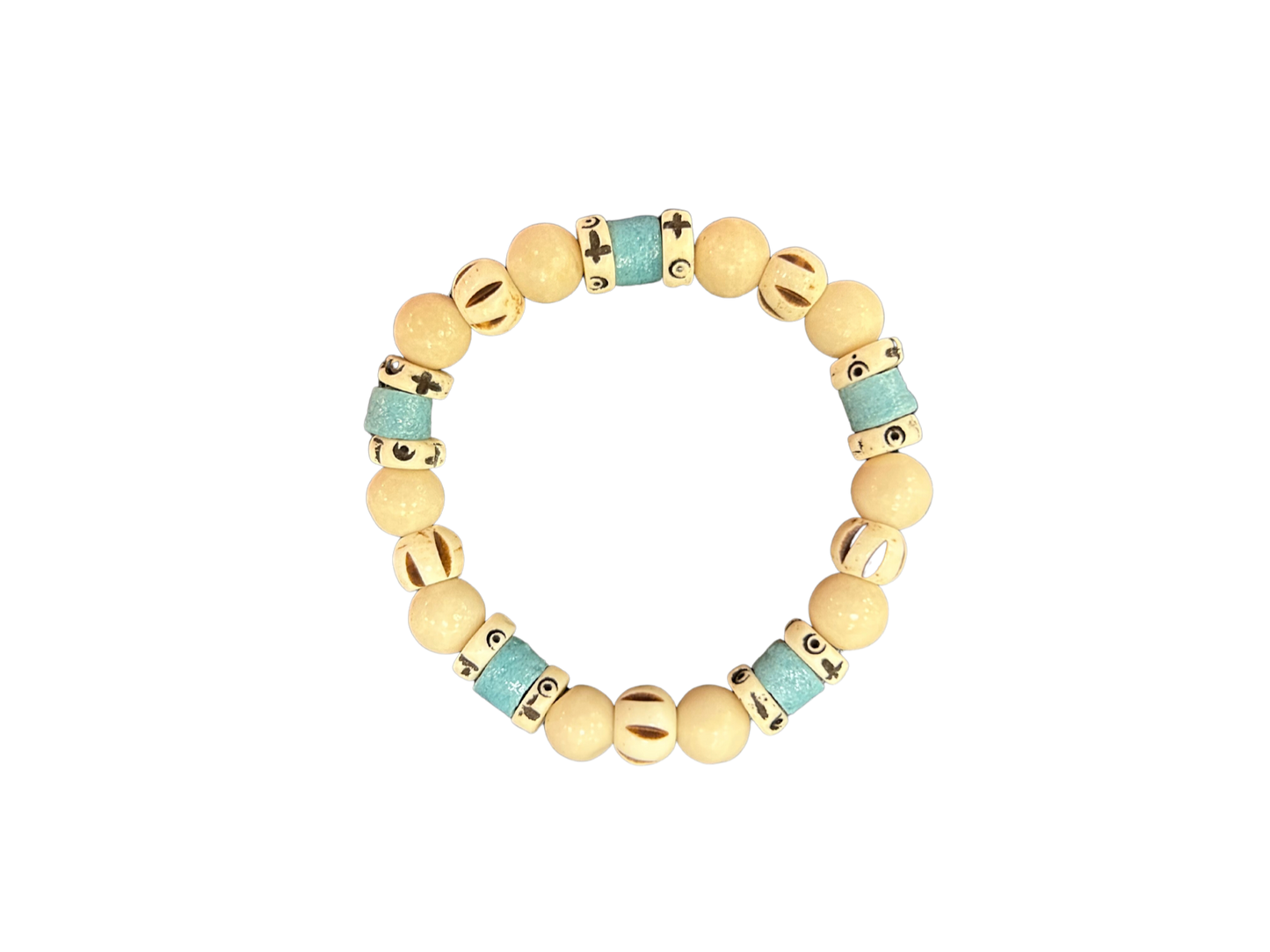 Natural Riverstone with Turquoise Blue Bracelet