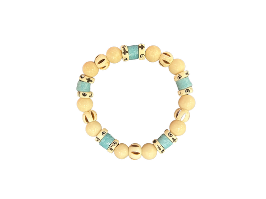 Natural Riverstone with Turquoise Blue Bracelet