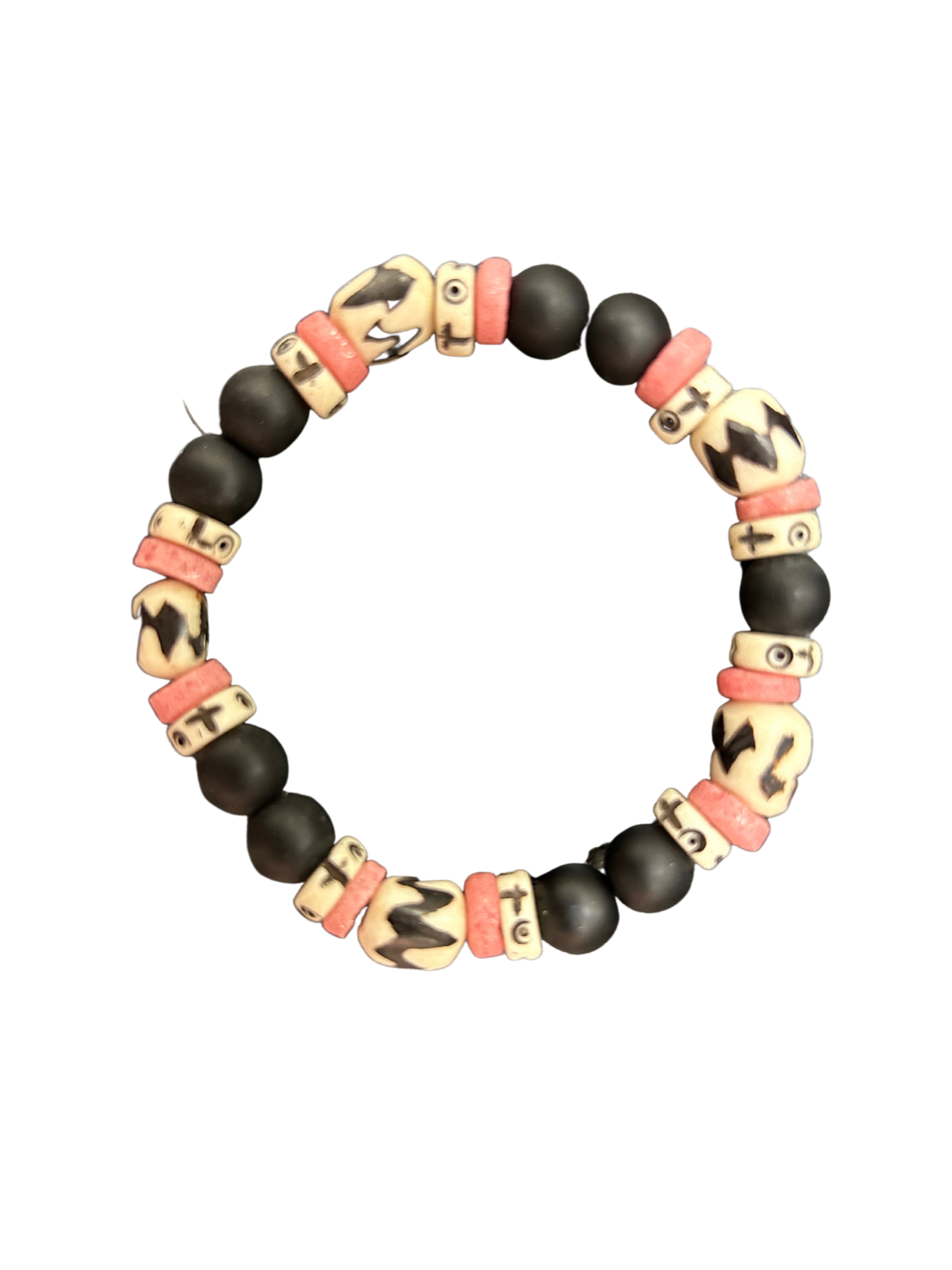 Black Onyx with Pink Bead Bracelet